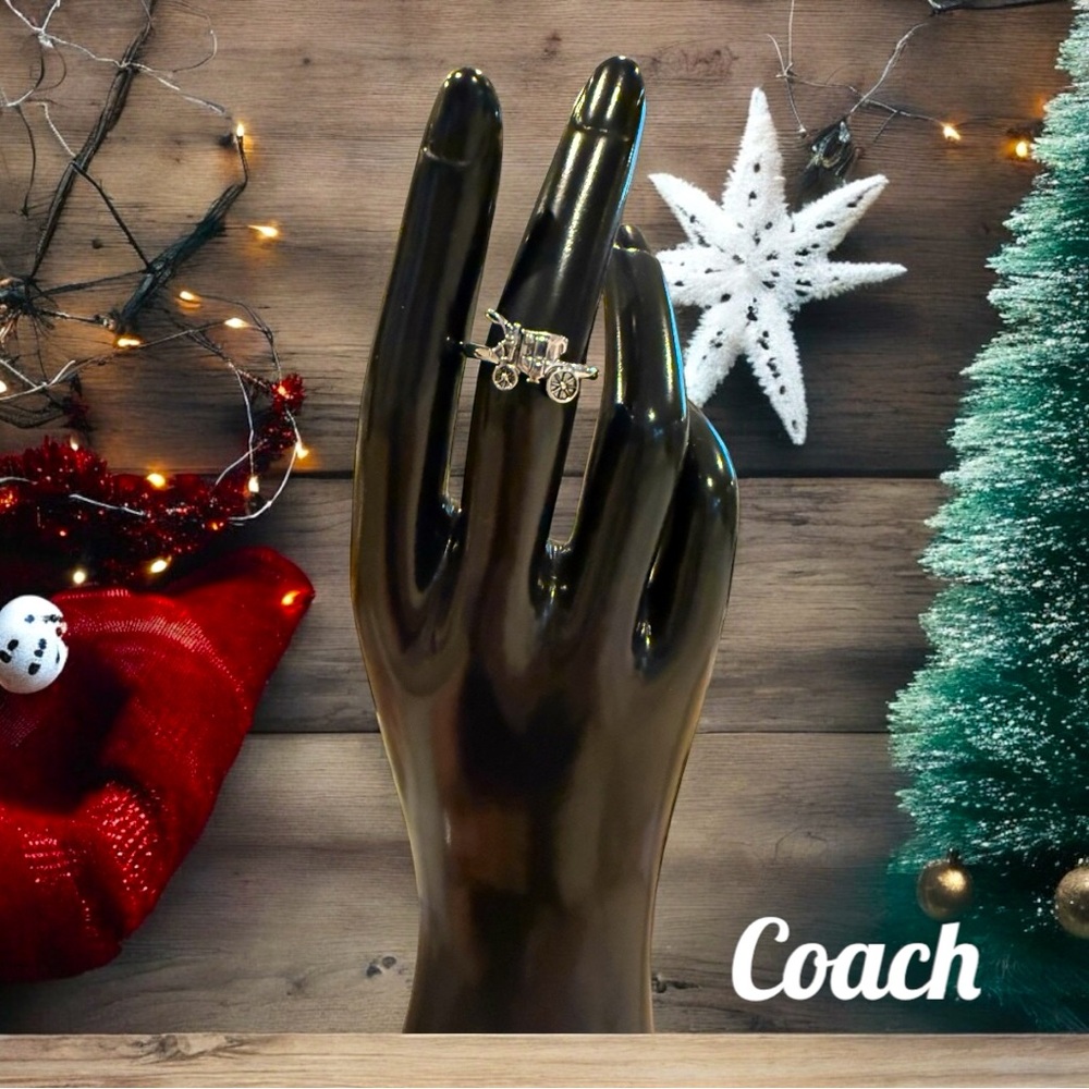 Coach silver tone coach ring with Coach brand size 7
